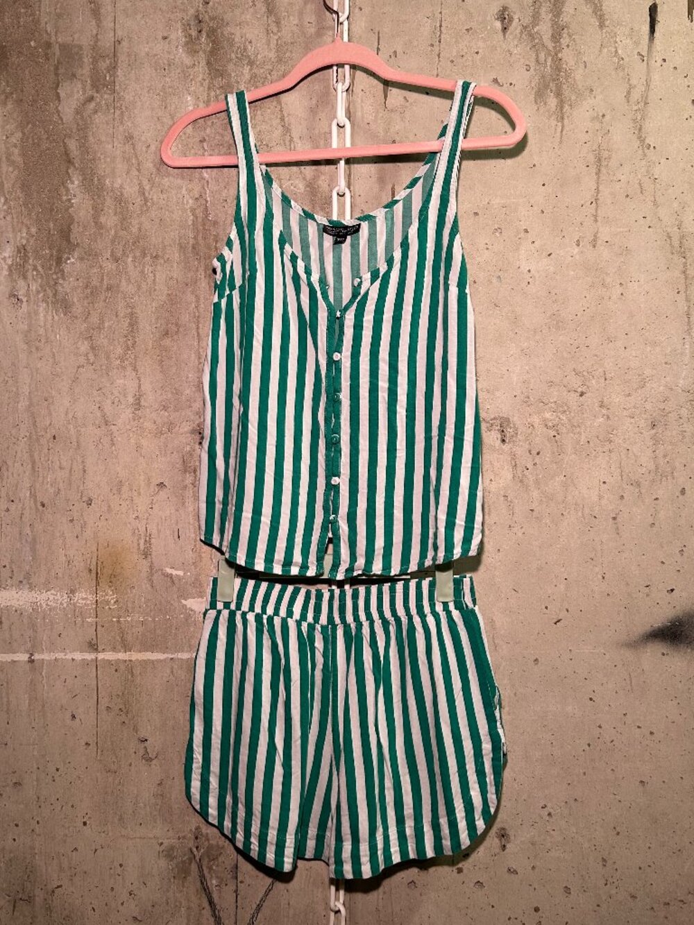 Topshop Green & White Stripe Two-Piece Set